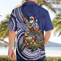 Samoa Christmas Hawaiian Shirt Santa Riding Sea Turtle