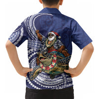 Samoa Christmas Hawaiian Shirt Santa Riding Sea Turtle