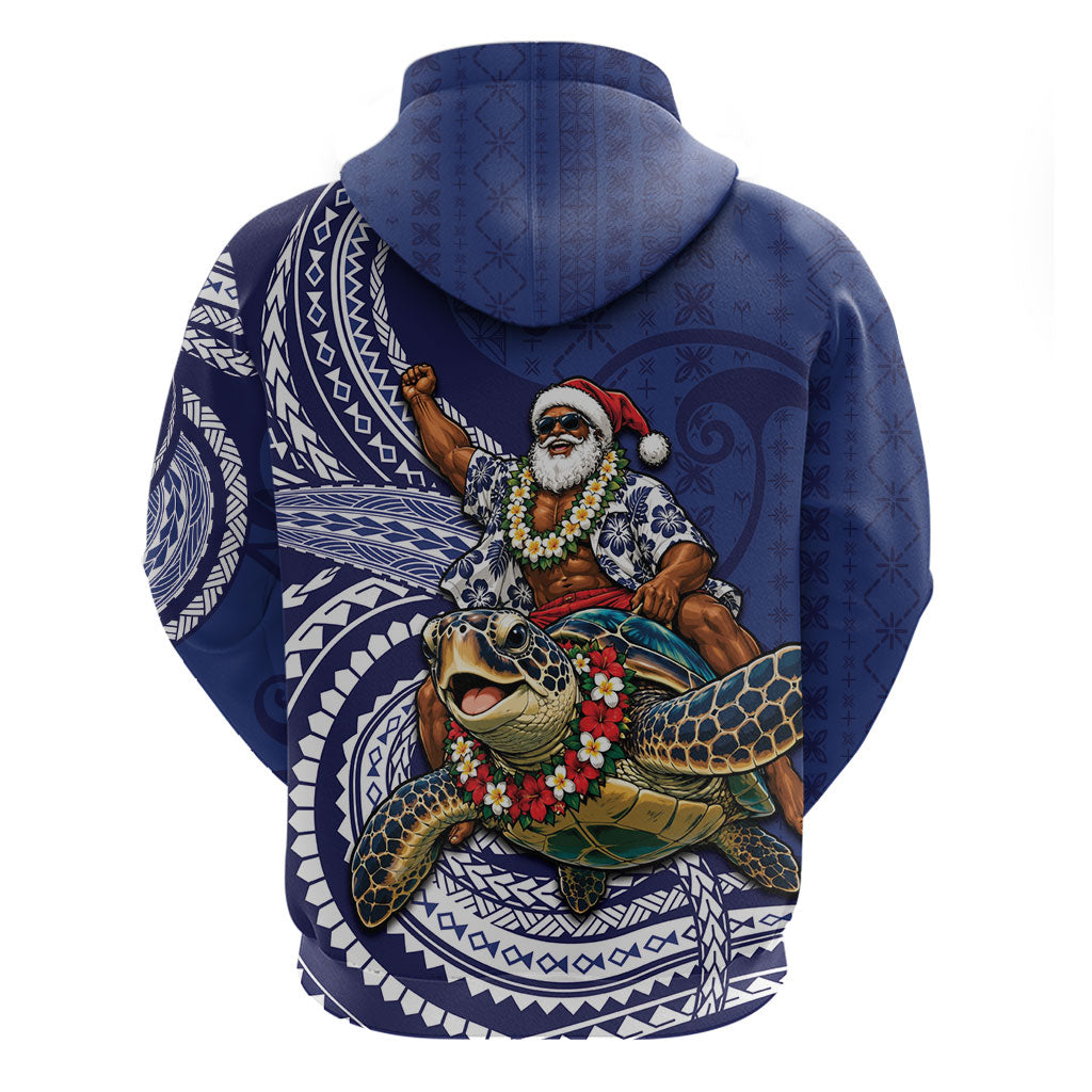 Samoa Christmas Hoodie Santa Riding Sea Turtle