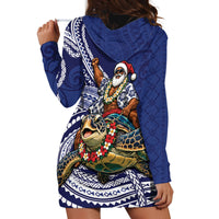 Samoa Christmas Hoodie Dress Santa Riding Sea Turtle