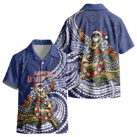 Samoa Christmas Kid Hawaiian Shirt Santa Riding Sea Turtle