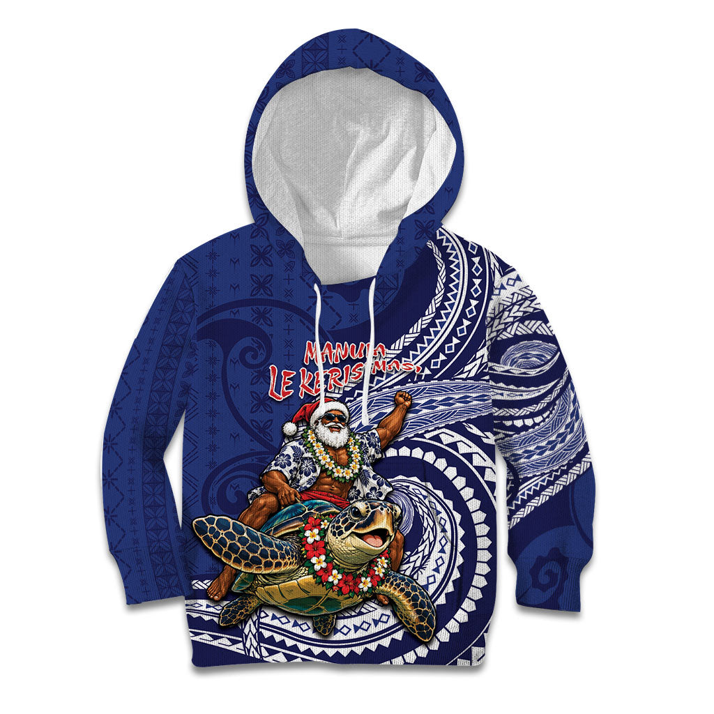Samoa Christmas Kid Hoodie Santa Riding Sea Turtle