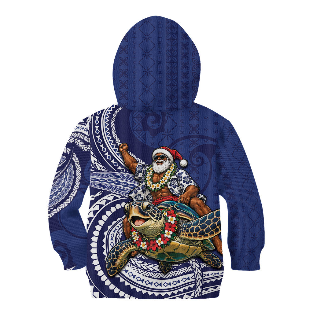 Samoa Christmas Kid Hoodie Santa Riding Sea Turtle