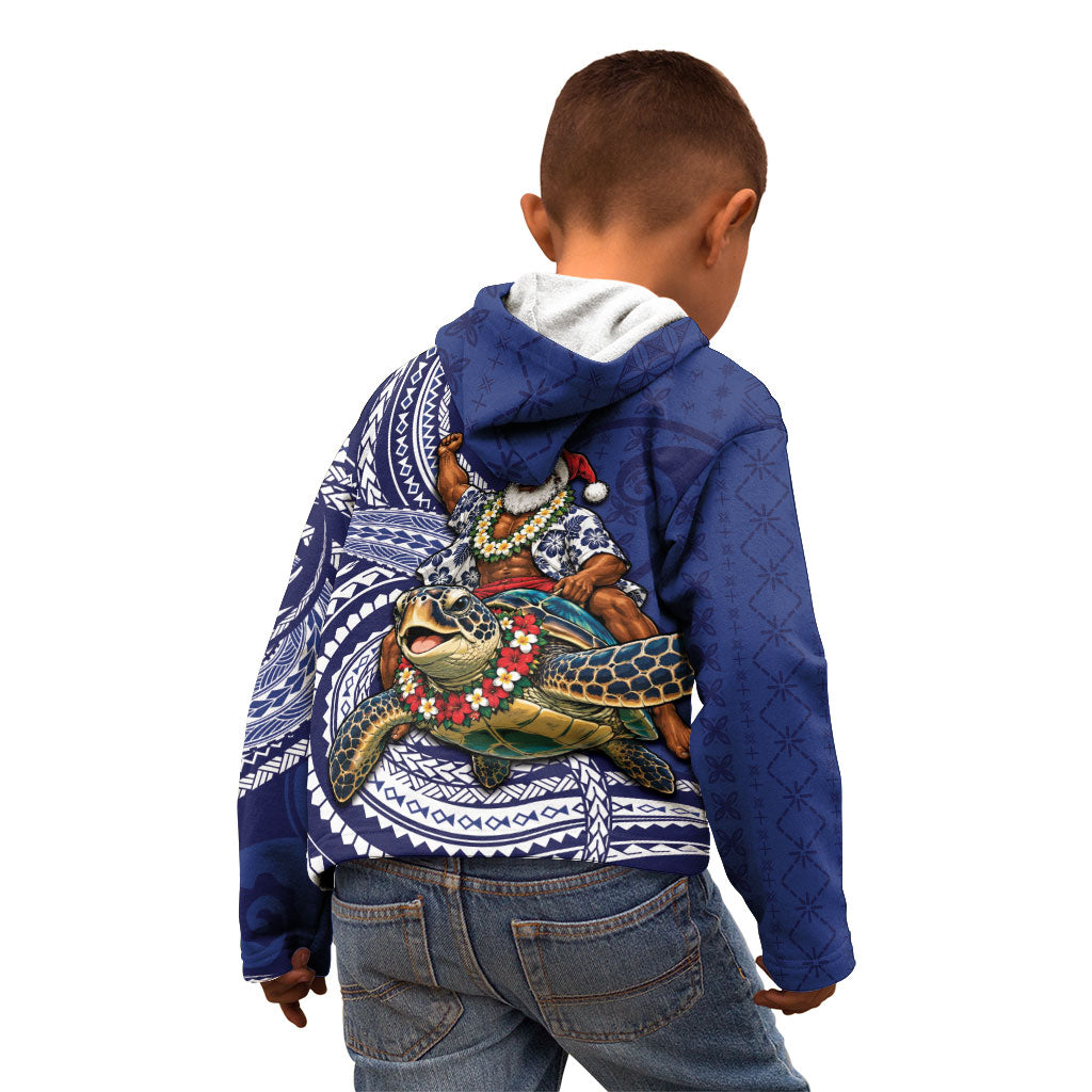 Samoa Christmas Kid Hoodie Santa Riding Sea Turtle