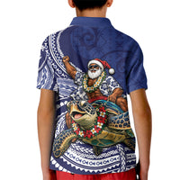 Samoa Christmas Kid Polo Shirt Santa Riding Sea Turtle