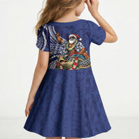 Samoa Christmas Kid Short Sleeve Dress Santa Riding Sea Turtle