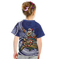 Samoa Christmas Kid T Shirt Santa Riding Sea Turtle