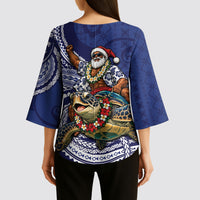 Samoa Christmas Kimono Sleeve Blouse Santa Riding Sea Turtle DT05 - Polynesian Pride