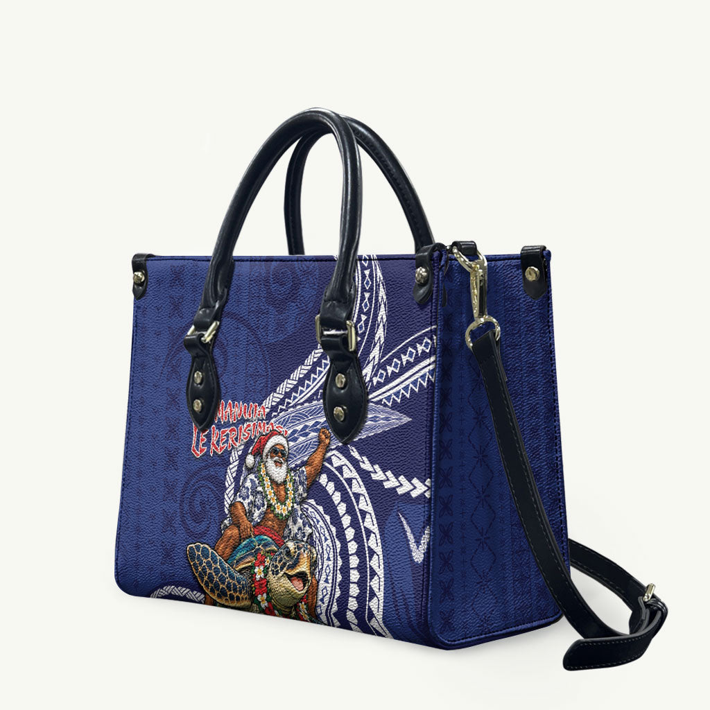 Samoa Christmas Leather Bag Santa Riding Sea Turtle