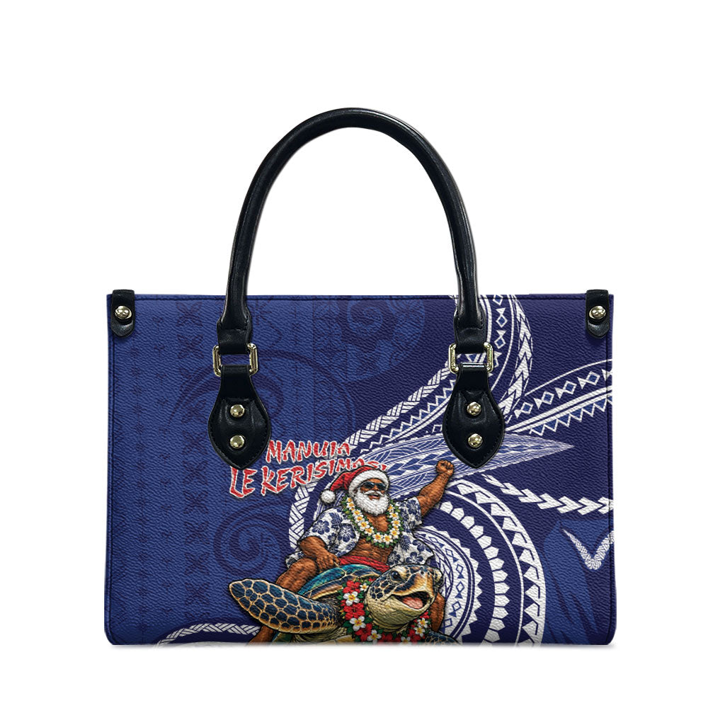 Samoa Christmas Leather Bag Santa Riding Sea Turtle