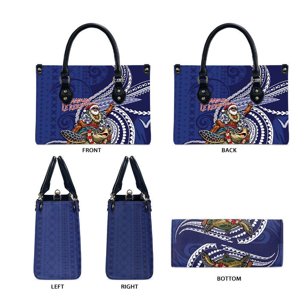 Samoa Christmas Leather Bag Santa Riding Sea Turtle
