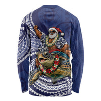 Samoa Christmas Long Sleeve Shirt Santa Riding Sea Turtle
