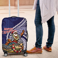Samoa Christmas Luggage Cover Santa Riding Sea Turtle DT05 Navy - Polynesian Pride