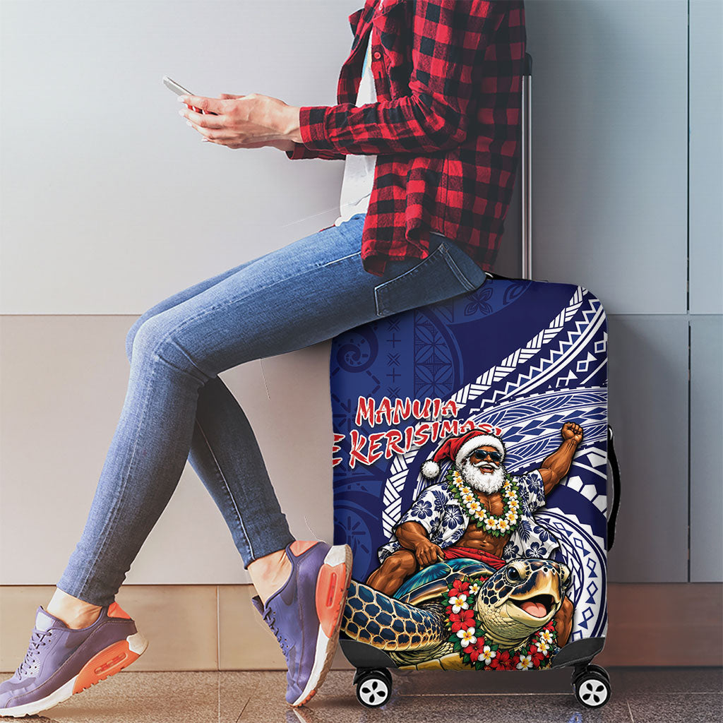 Samoa Christmas Luggage Cover Santa Riding Sea Turtle DT05 - Polynesian Pride