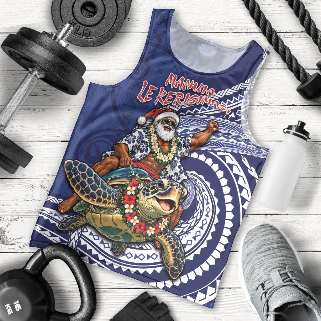 Samoa Christmas Men Tank Top Santa Riding Sea Turtle