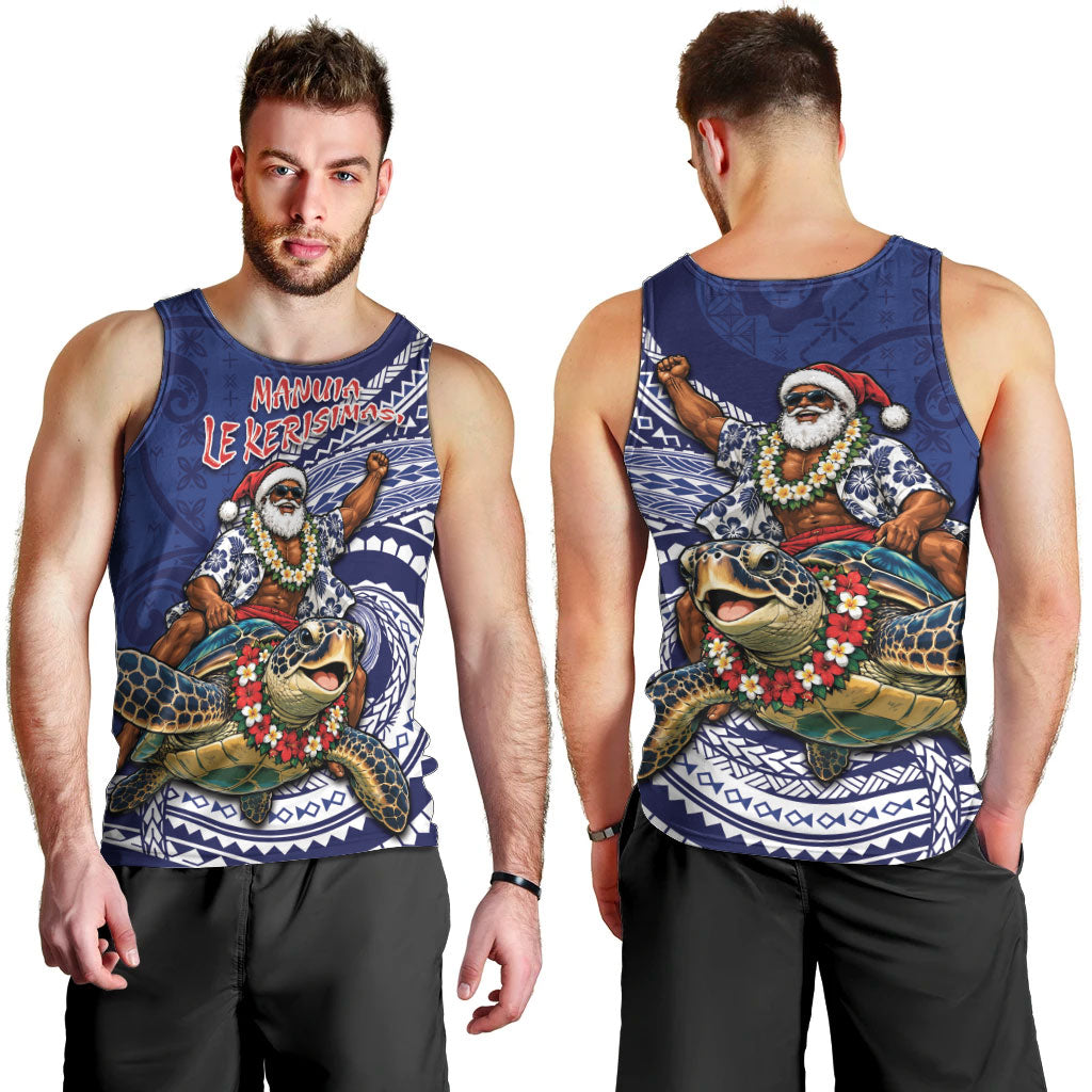 Samoa Christmas Men Tank Top Santa Riding Sea Turtle