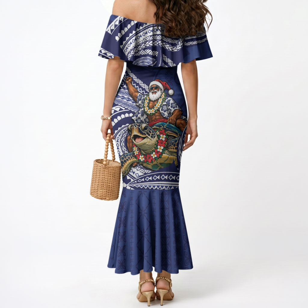 Samoa Christmas Mermaid Dress Santa Riding Sea Turtle