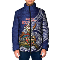Samoa Christmas Padded Jacket Santa Riding Sea Turtle