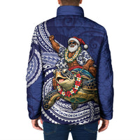 Samoa Christmas Padded Jacket Santa Riding Sea Turtle