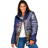 Samoa Christmas Padded Jacket Santa Riding Sea Turtle