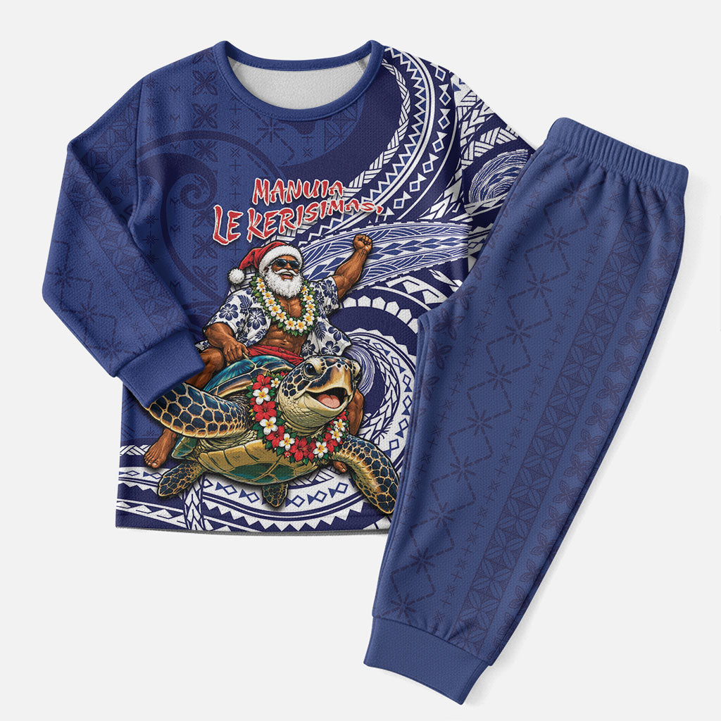 Samoa Christmas Pajama Set Santa Riding Sea Turtle