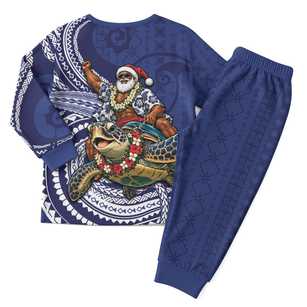 Samoa Christmas Pajama Set Santa Riding Sea Turtle