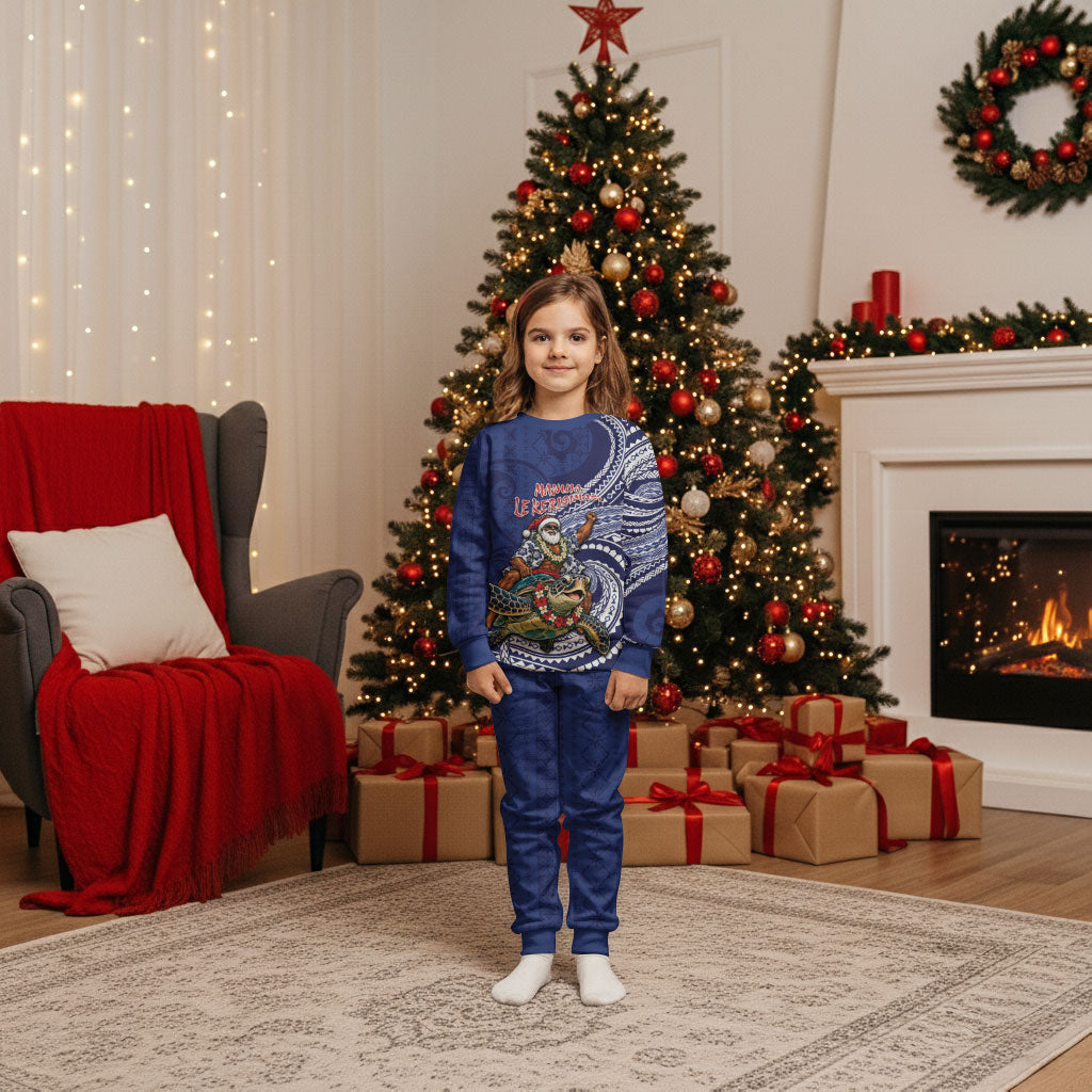 Samoa Christmas Pajama Set Santa Riding Sea Turtle