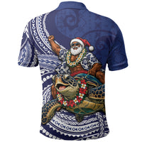 Samoa Christmas Polo Shirt Santa Riding Sea Turtle