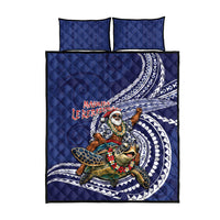 Samoa Christmas Quilt Bed Set Santa Riding Sea Turtle