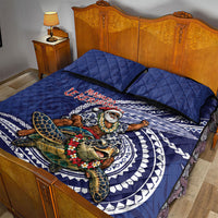 Samoa Christmas Quilt Bed Set Santa Riding Sea Turtle