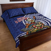 Samoa Christmas Quilt Bed Set Santa Riding Sea Turtle
