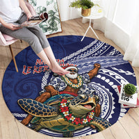 Samoa Christmas Round Carpet Santa Riding Sea Turtle