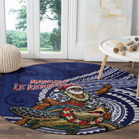 Samoa Christmas Round Carpet Santa Riding Sea Turtle