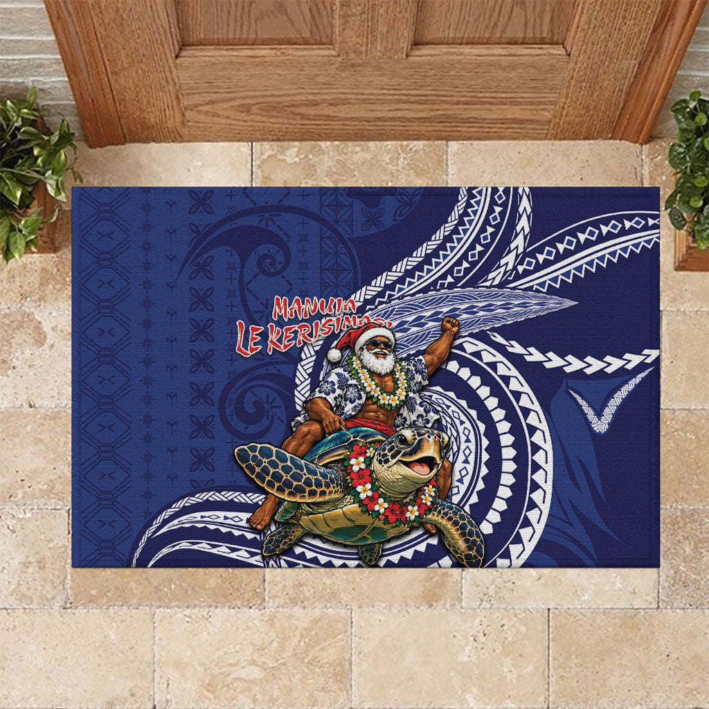 Samoa Christmas Rubber Doormat Santa Riding Sea Turtle