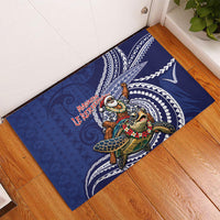 Samoa Christmas Rubber Doormat Santa Riding Sea Turtle