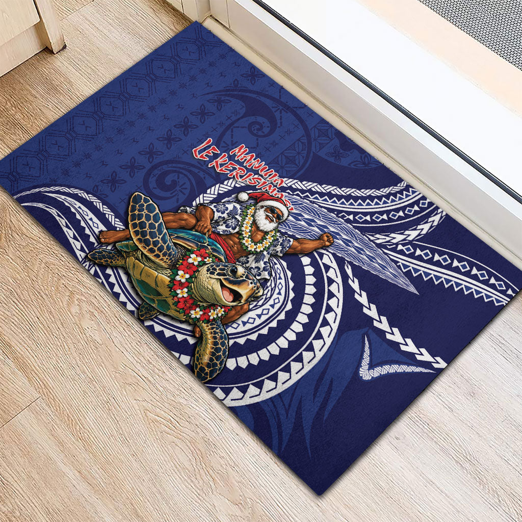Samoa Christmas Rubber Doormat Santa Riding Sea Turtle