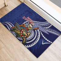 Samoa Christmas Rubber Doormat Santa Riding Sea Turtle