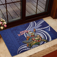 Samoa Christmas Rubber Doormat Santa Riding Sea Turtle