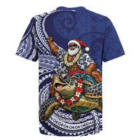 Samoa Christmas Rugby Jersey Santa Riding Sea Turtle