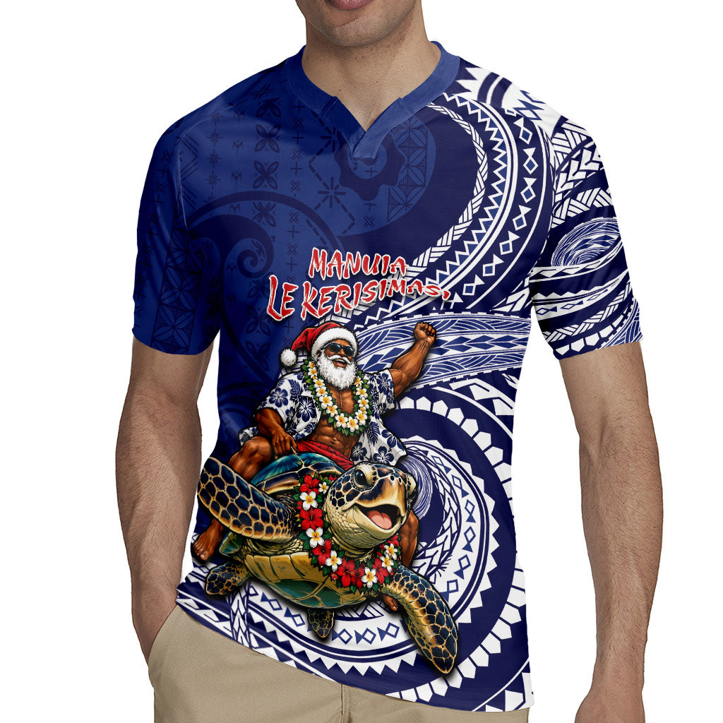 Samoa Christmas Rugby Jersey Santa Riding Sea Turtle