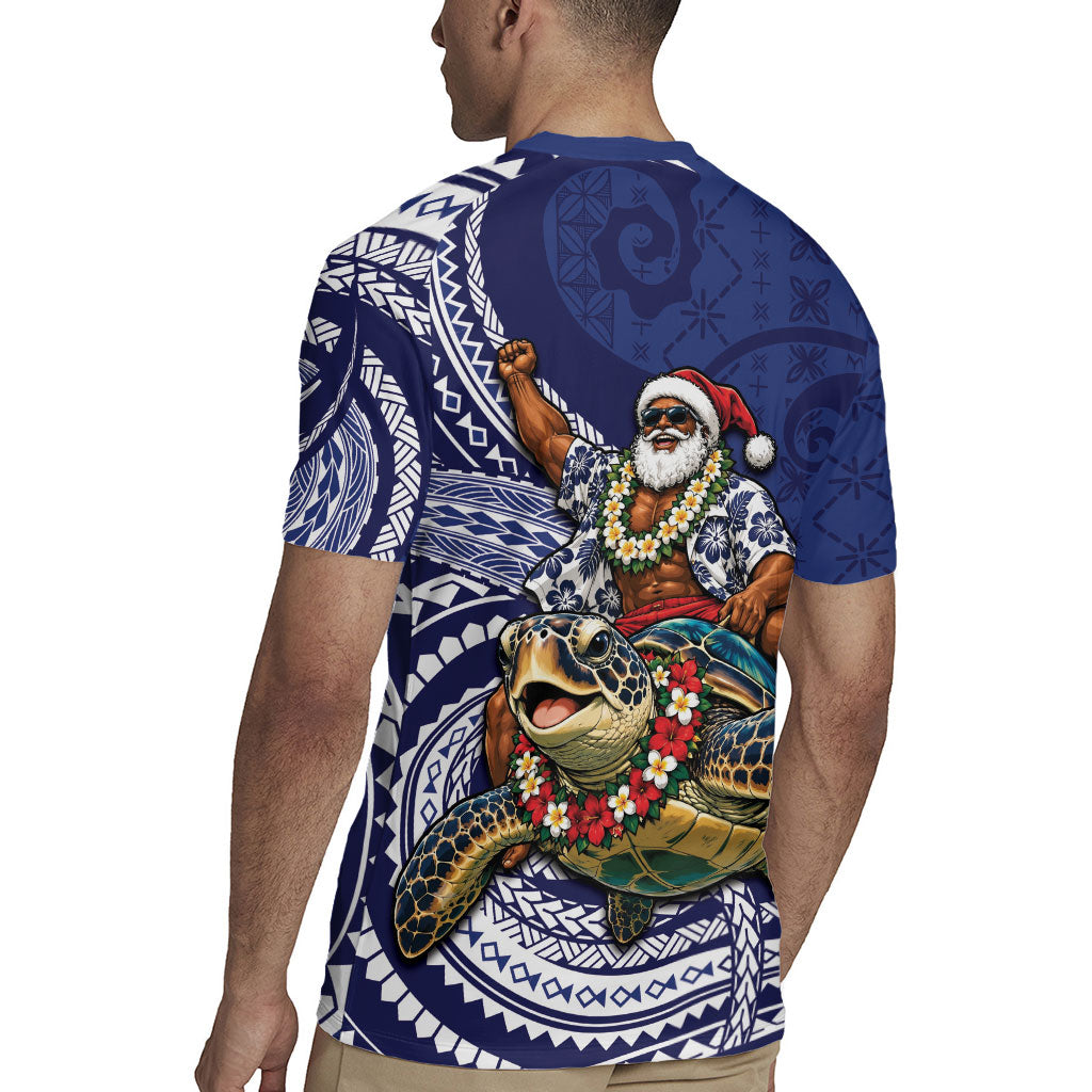Samoa Christmas Rugby Jersey Santa Riding Sea Turtle