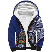 Samoa Christmas Sherpa Hoodie Santa Riding Sea Turtle