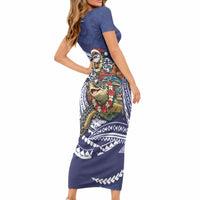 Samoa Christmas Short Sleeve Bodycon Dress Santa Riding Sea Turtle