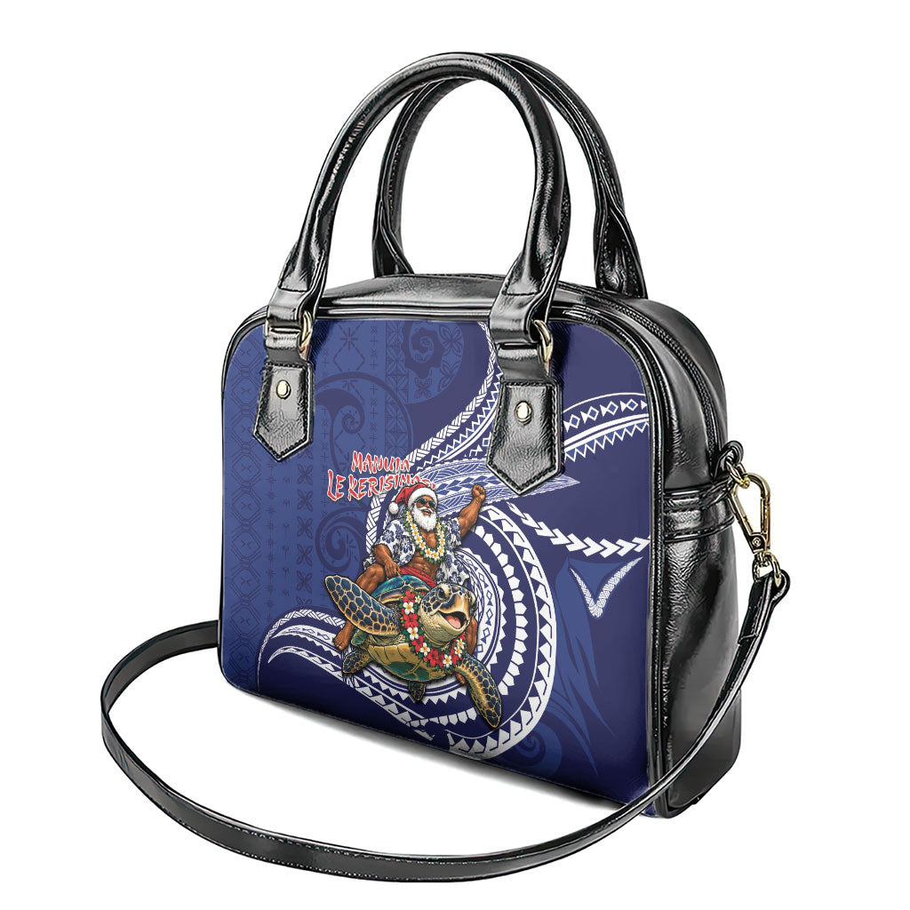 Samoa Christmas Shoulder Handbag Santa Riding Sea Turtle