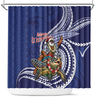 Samoa Christmas Shower Curtain Santa Riding Sea Turtle