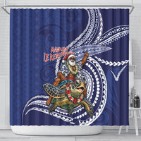 Samoa Christmas Shower Curtain Santa Riding Sea Turtle