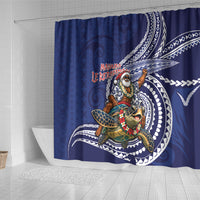 Samoa Christmas Shower Curtain Santa Riding Sea Turtle
