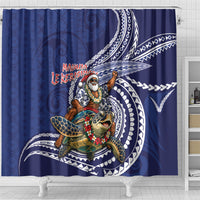 Samoa Christmas Shower Curtain Santa Riding Sea Turtle