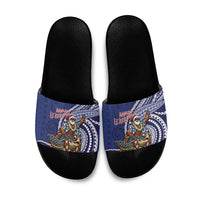 Samoa Christmas Slide Sandals Santa Riding Sea Turtle