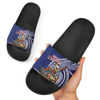 Samoa Christmas Slide Sandals Santa Riding Sea Turtle